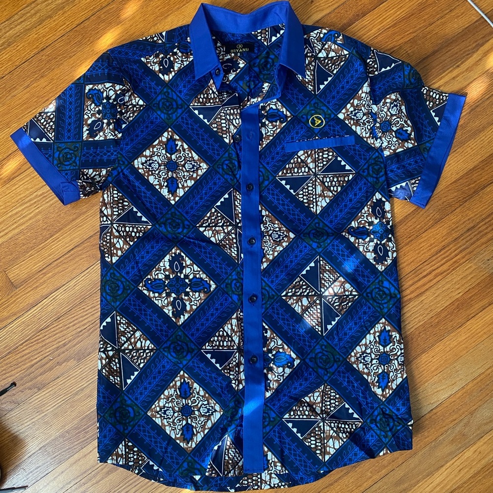 African Print Men’s Button-Up Shirt